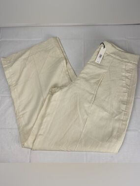 BR Linen Lyocell Wide Leg Pants Fully Lined Cream High Rise Size 10 NWT